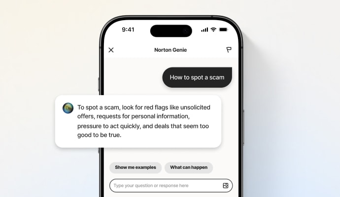Norton Genie 搭載 AI 的助理：Norton Genie 產品截圖